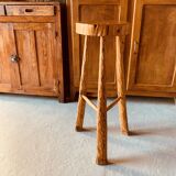 Brutalist tripod high stool - wood