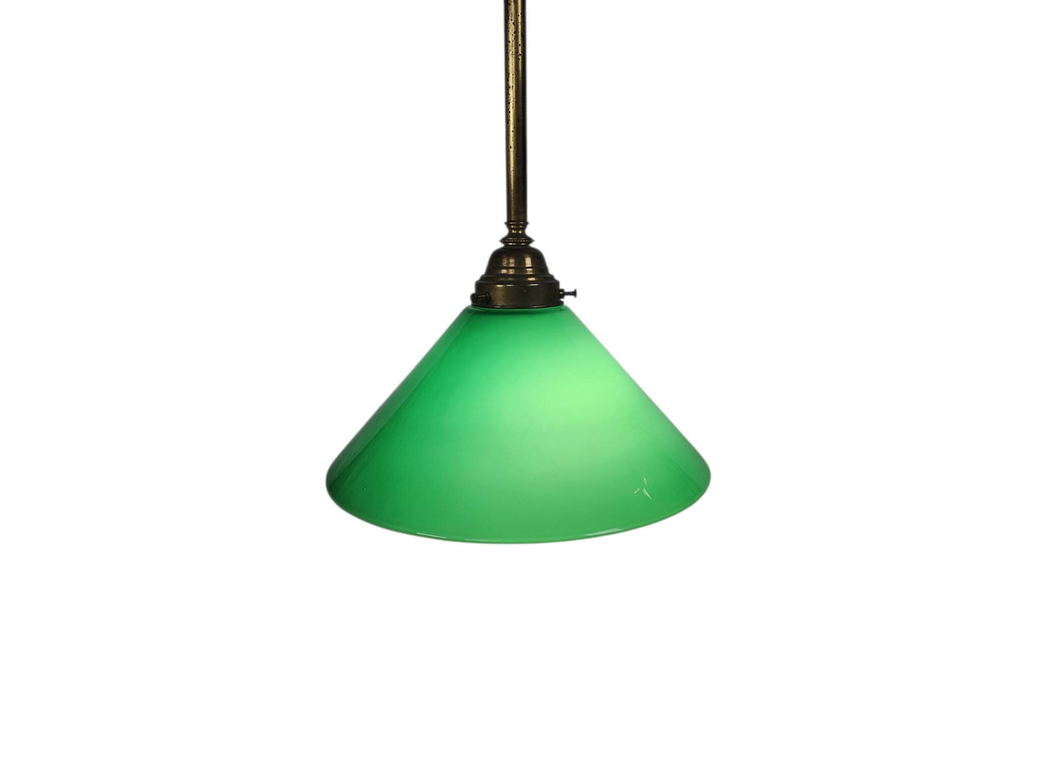 Vintage pendant lamp – billiard lamp – opaline glass – brass – 1960s