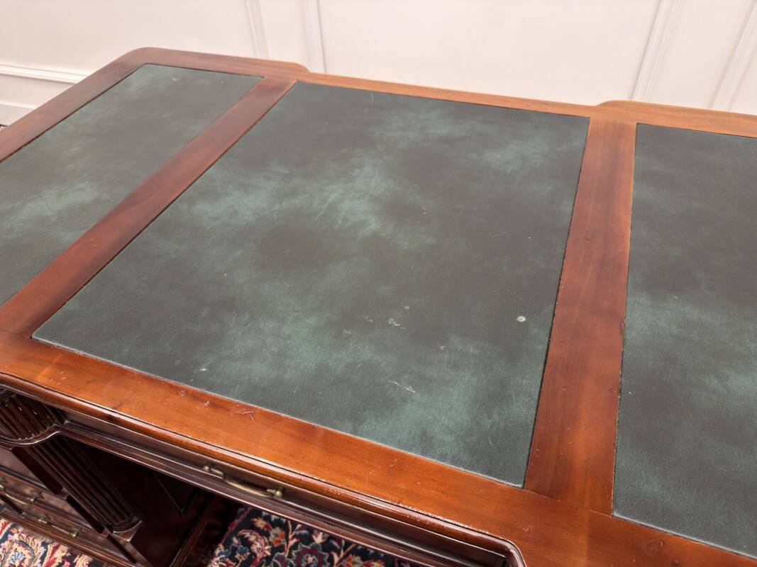 Classic English Partner Desk Green Leather