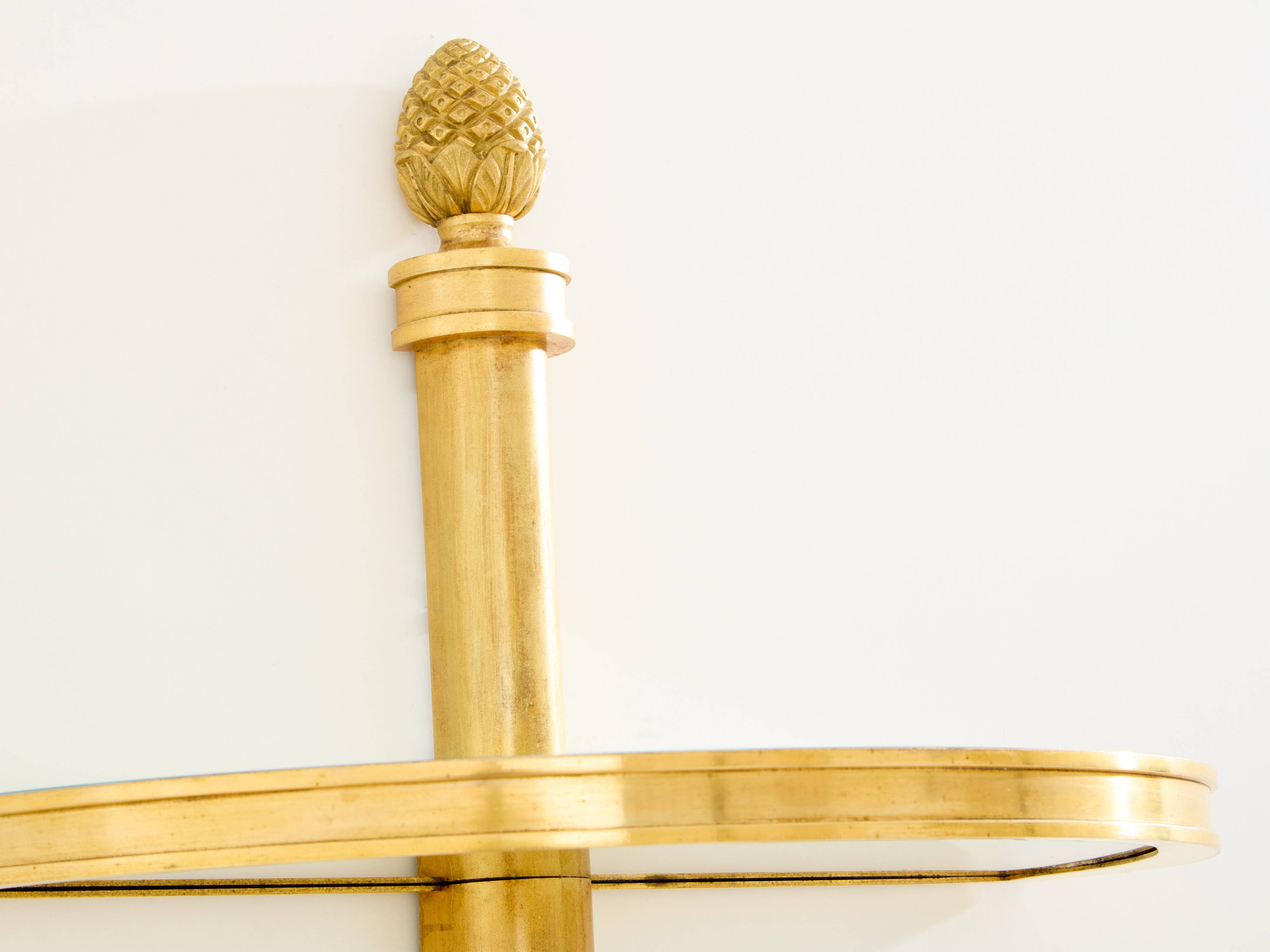 Neoclassical half-moon shelf Maison Jansen bronze and mirrors 1932