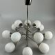 12-flame Sputnik chandelier from the 1960s and 1970s, Kaiser Leuchten, opal glass design