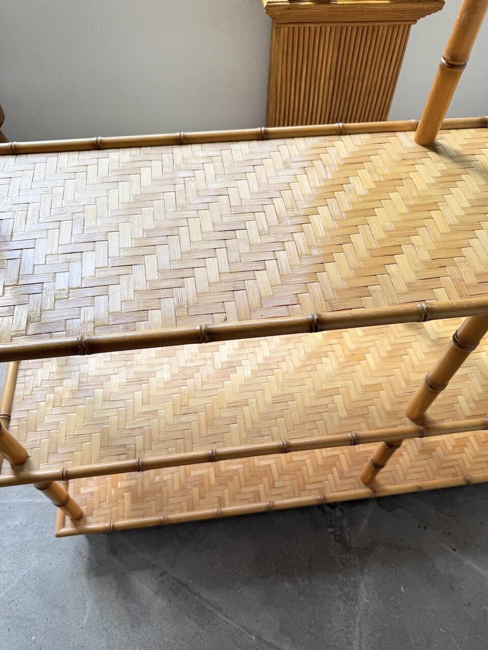 Large rattan shelf 1960