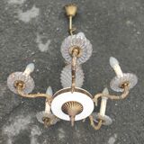 Lustre suspension ananas verre laiton 5 de style hollywood regency