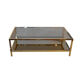 Gold metal coffee table with two glass and mirror trays 70