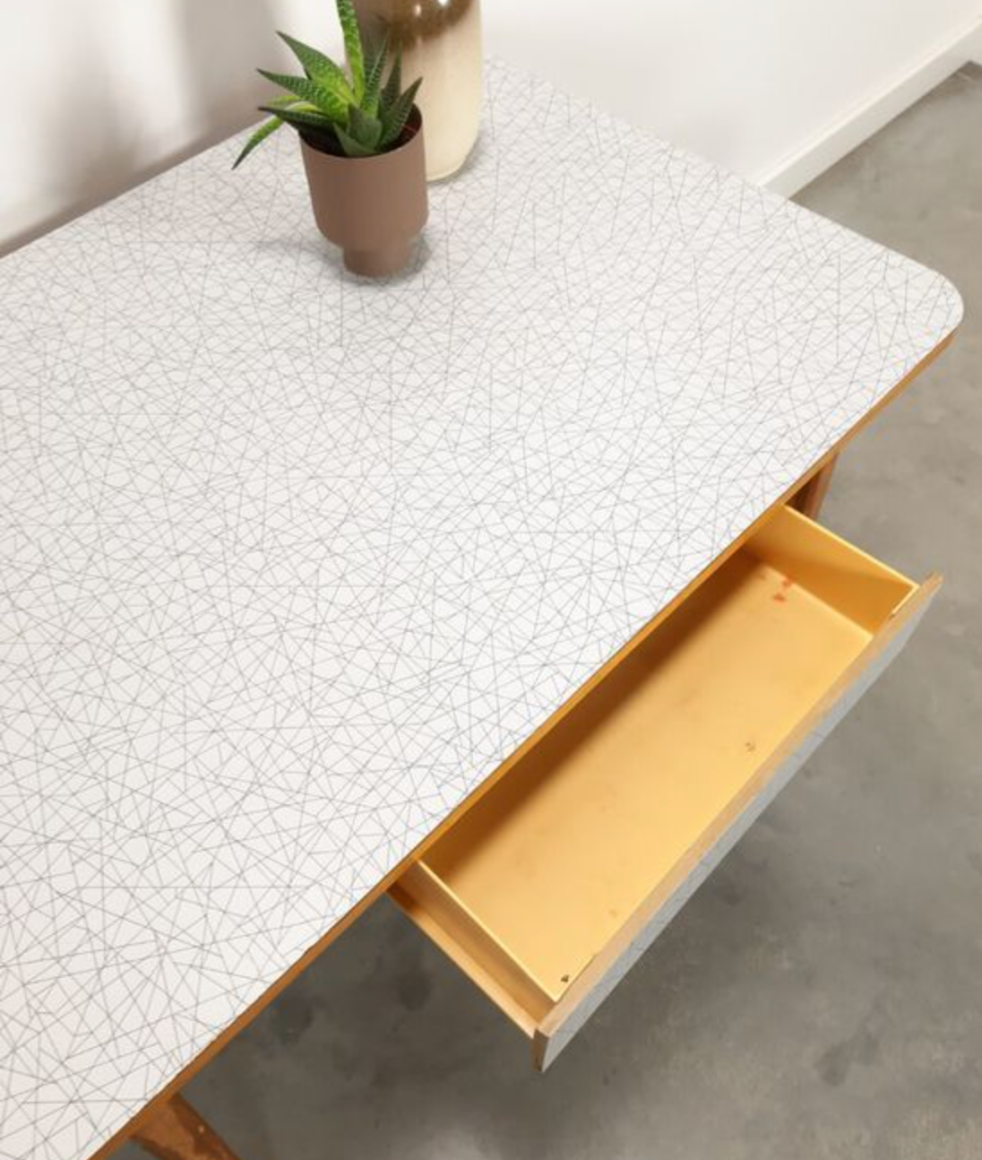 Vintage wooden dining table with formica top