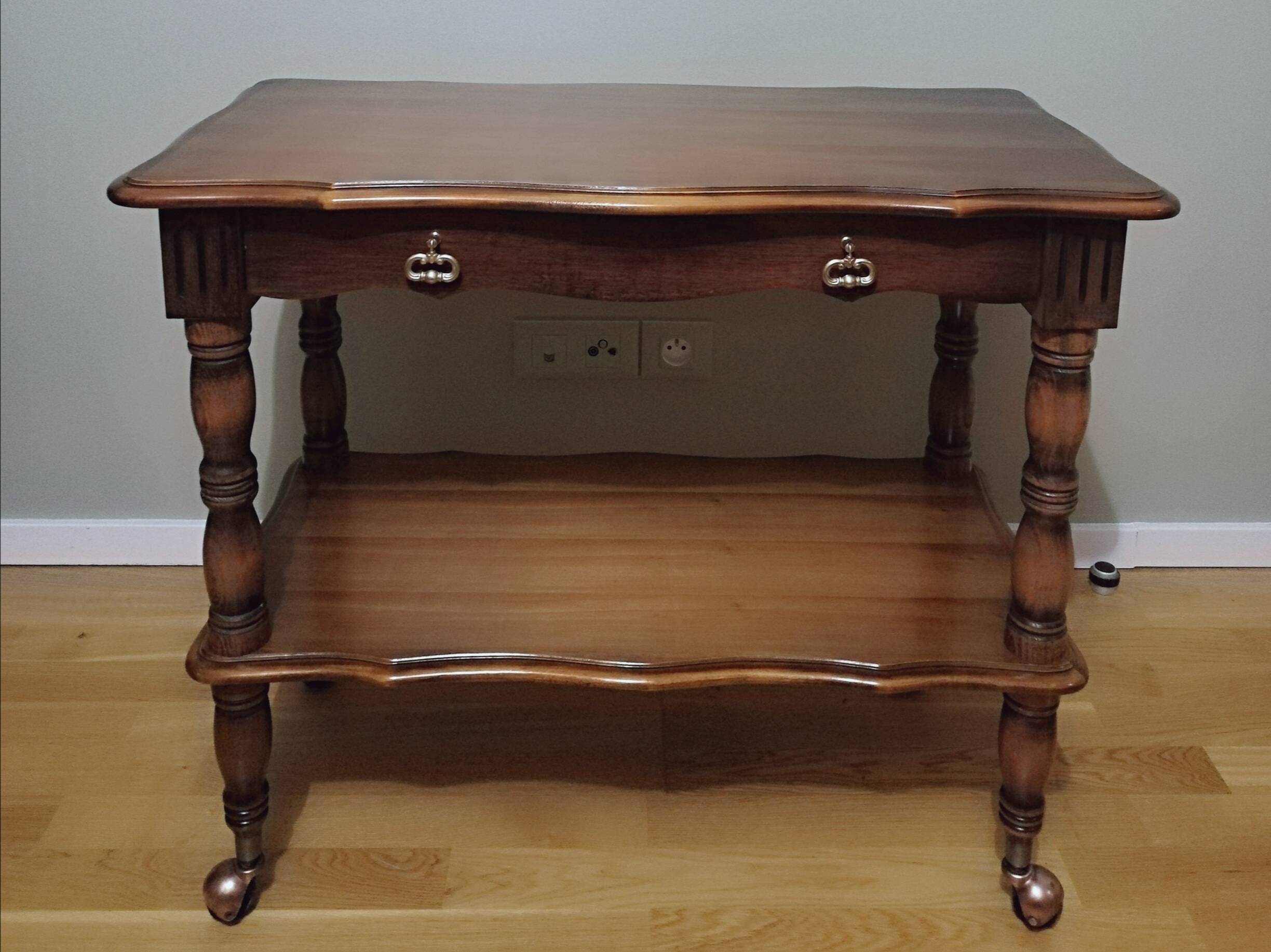 Oak trolley on wheels