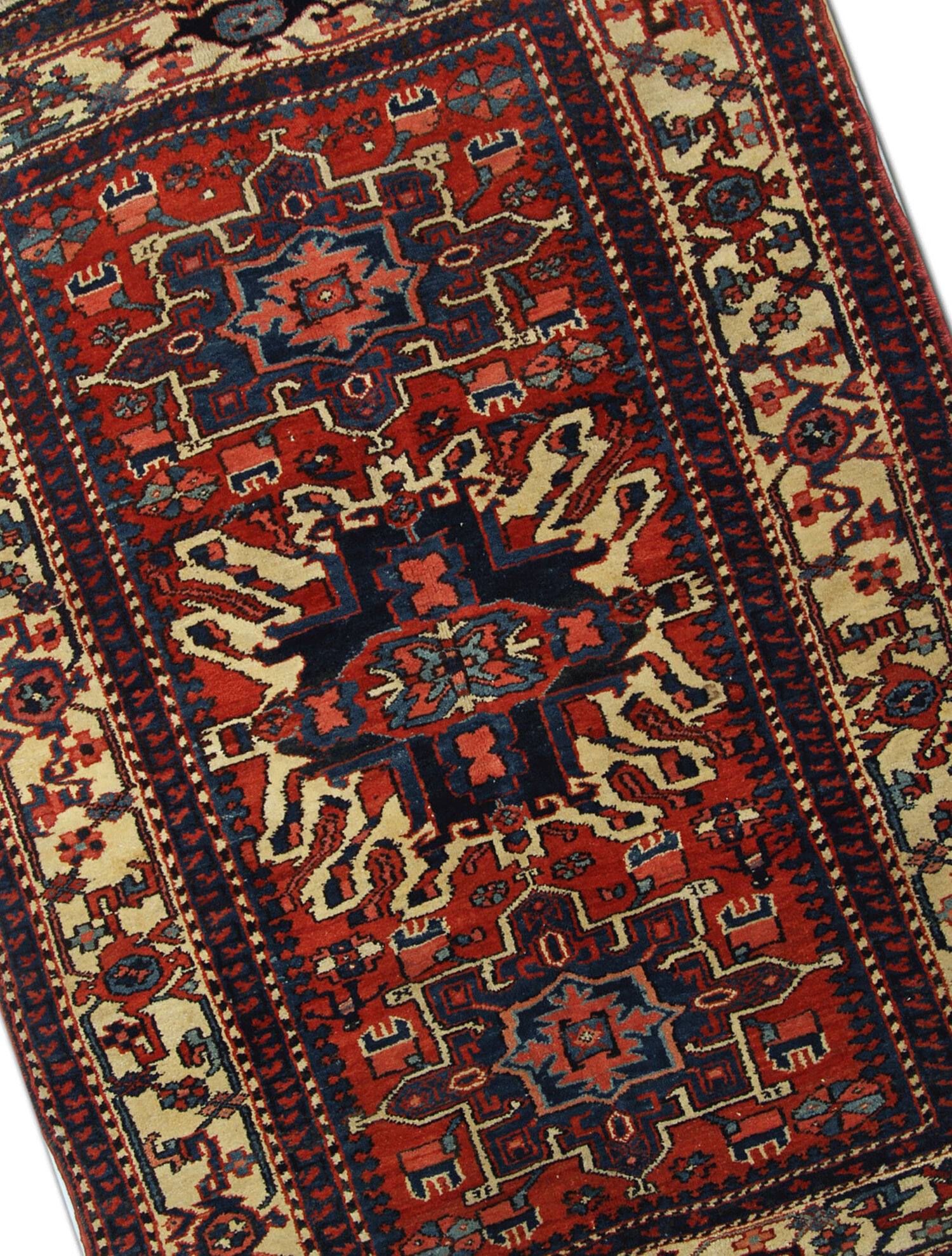 Antique Persian Carpet Handwoven Tribal Deep Red Wool Area Rug- 140x190cm