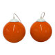 Pair of orange opaline ball pendant lights from the 60s/70s