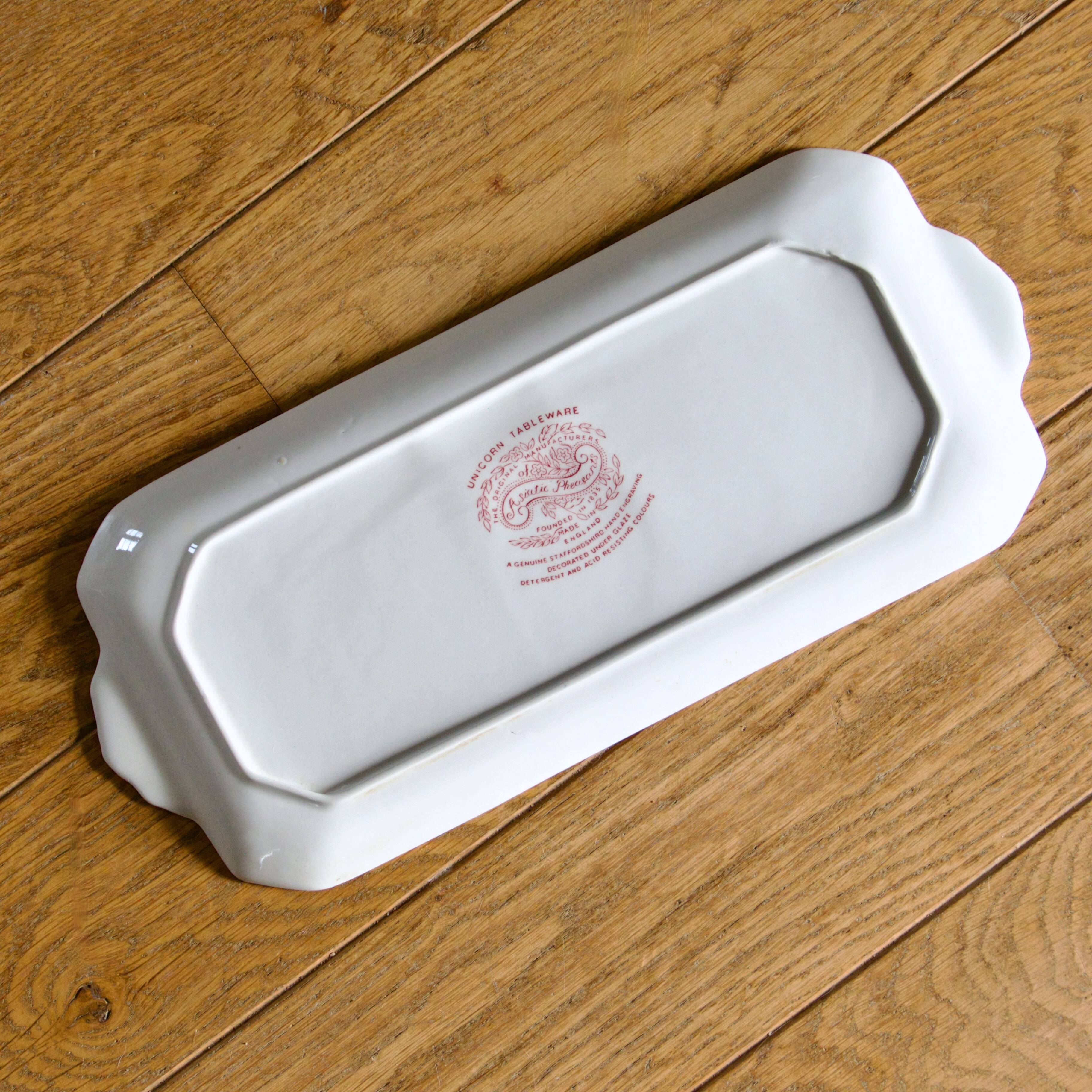English Earthenware Staffordshire "Asiatic Pheasants" Cake Dish