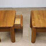 Pair of vintage elm bedside tables, 1970s