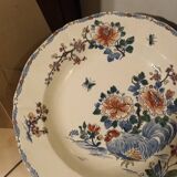Grand Plat Creux Faïence Gien XIX Modèle COQ ET PIVOINE export Rare