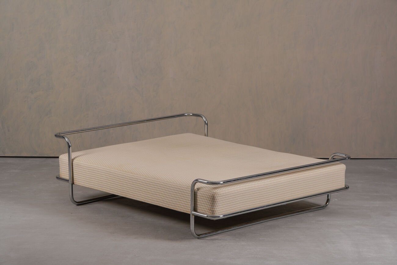 Vintage “Kromvik” king chrome bed by Knut Hagberg for IKEA, Sweden 1980s
