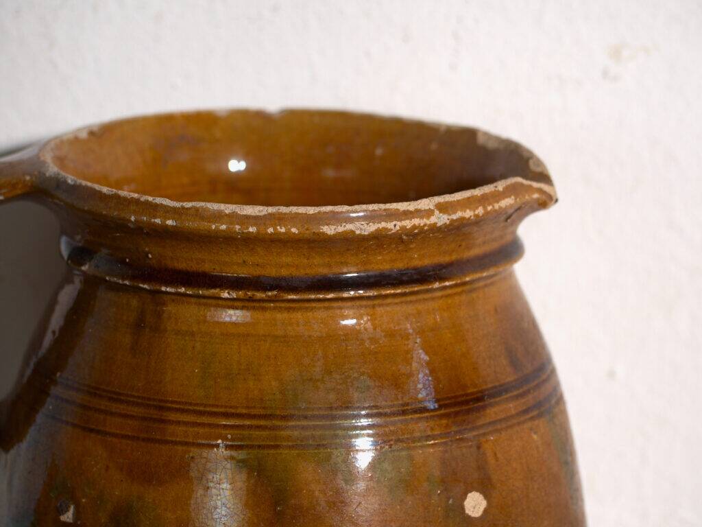 Old glazed ceramic jug – Central Europe, around 1930