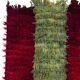 Vintage Filikli Tulu Runner Rug in Red and Green Mohair Angora Wool