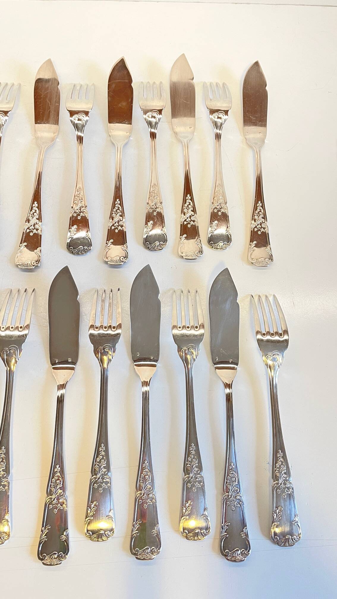 PLATIL 12 Couverts à Poisson  Métal Argenté