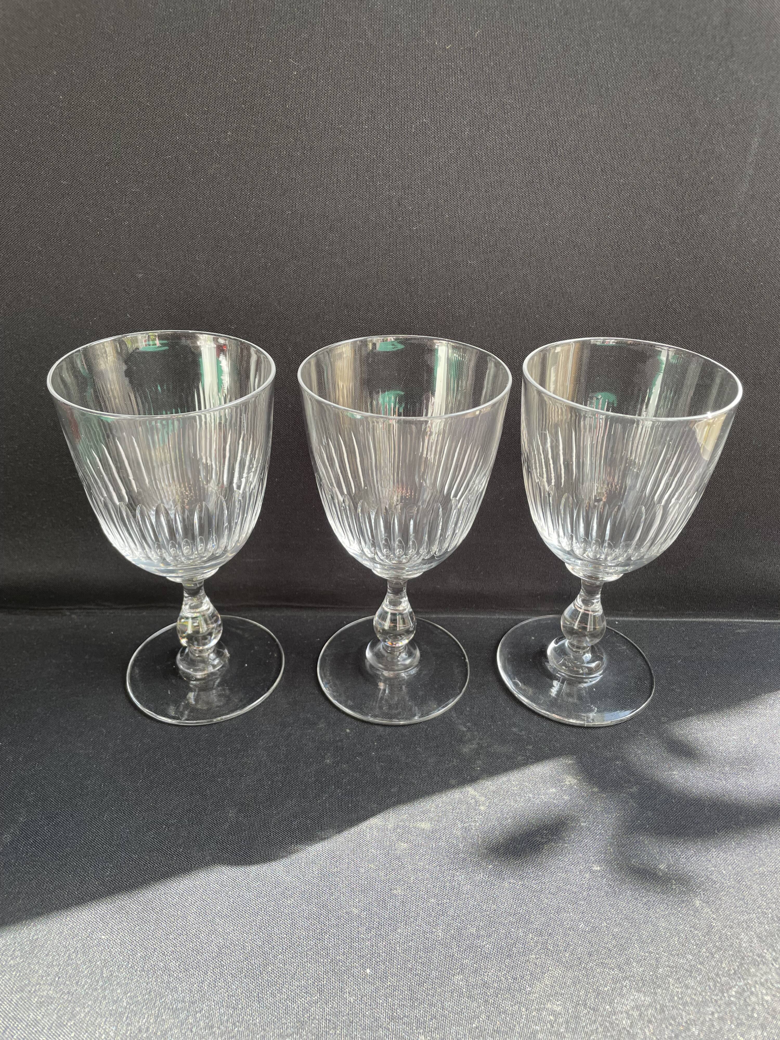 3 Water glasses – Blown and cut crystal