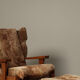 Brutalist oak lounge chair and ottoman in original goat hide, 1960s