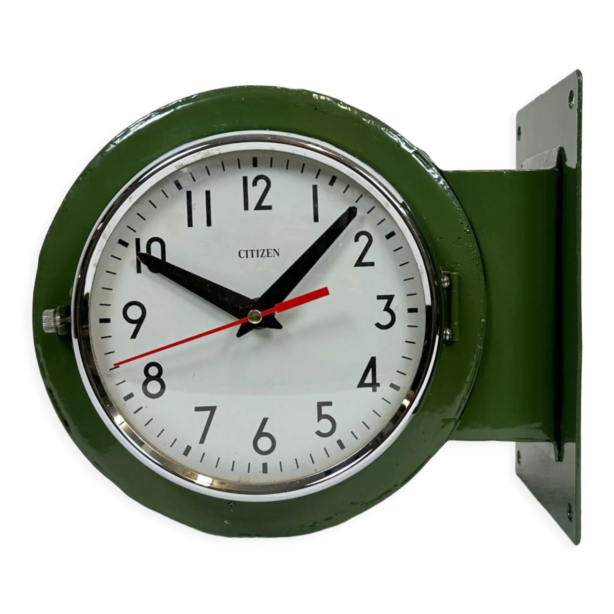 Vintage green citizen double-sided navy wall clock, 1980s
