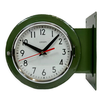 Vintage green citizen double-sided navy wall clock, 1980s