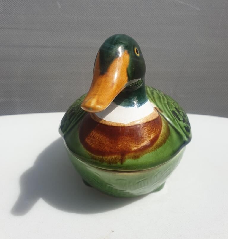 Earthenware duck signed Michel Caugant