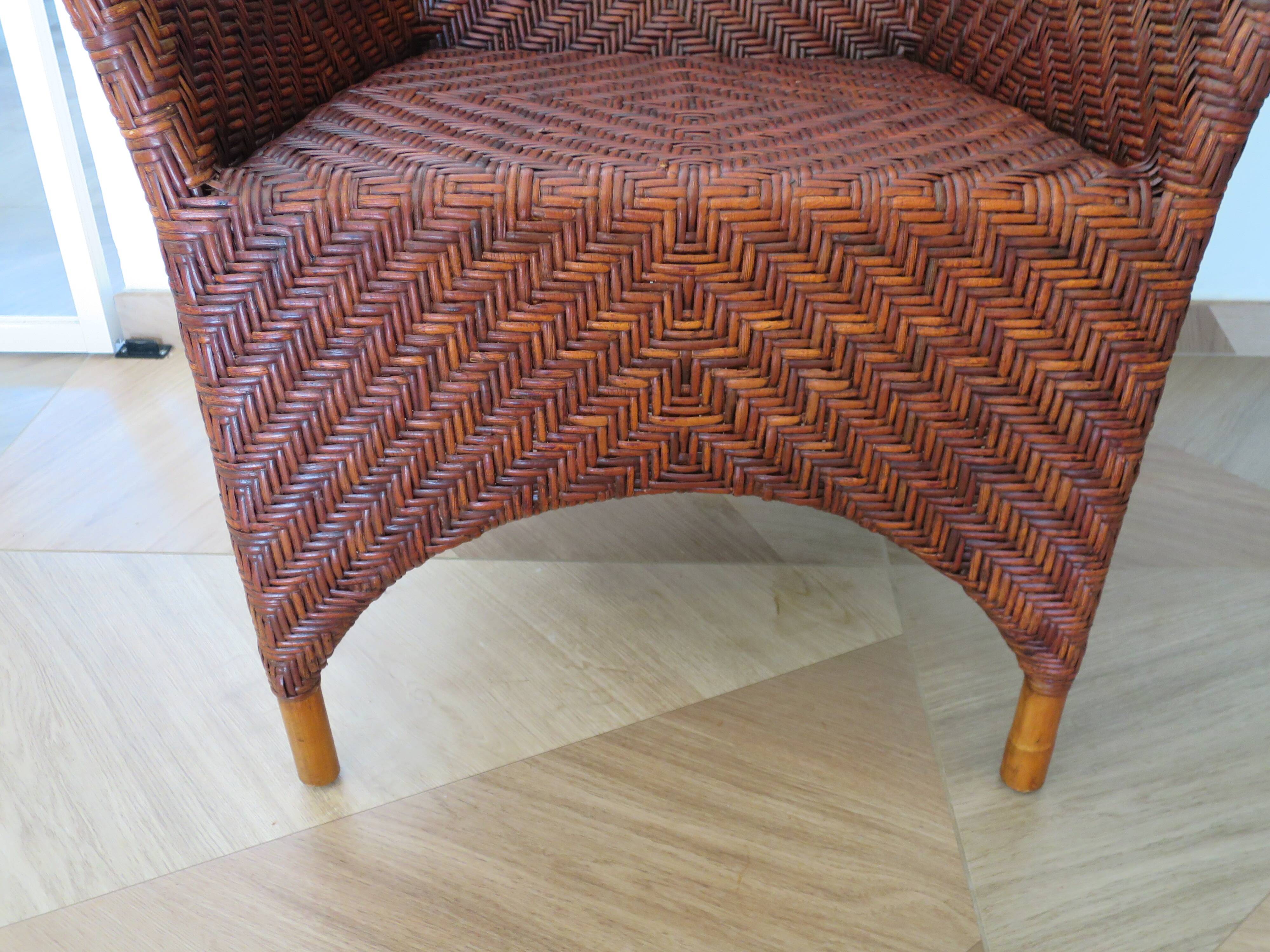 Woven rattan armchair, 1980s