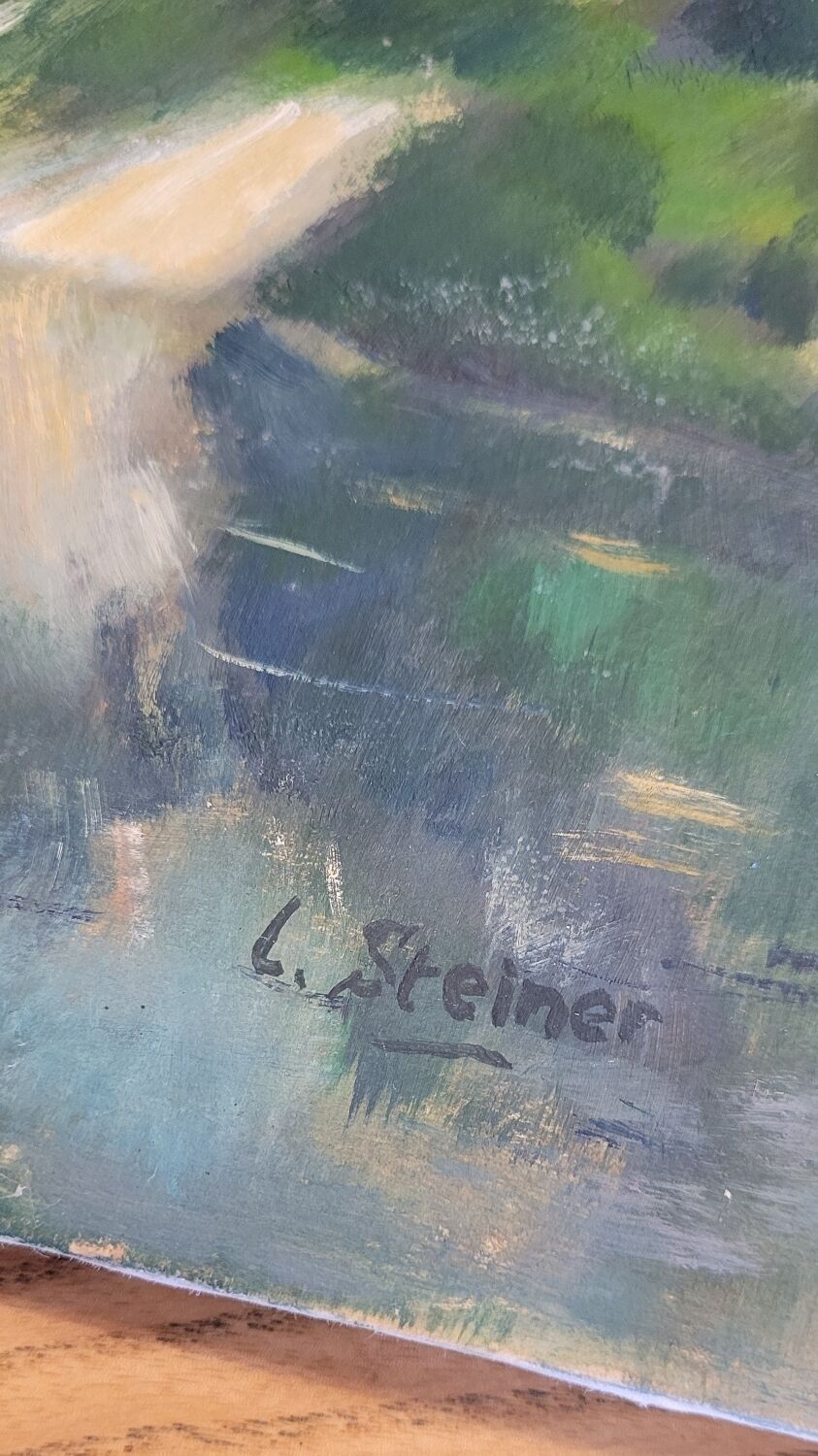 Oil on panel from 1946 signed L. Steiner