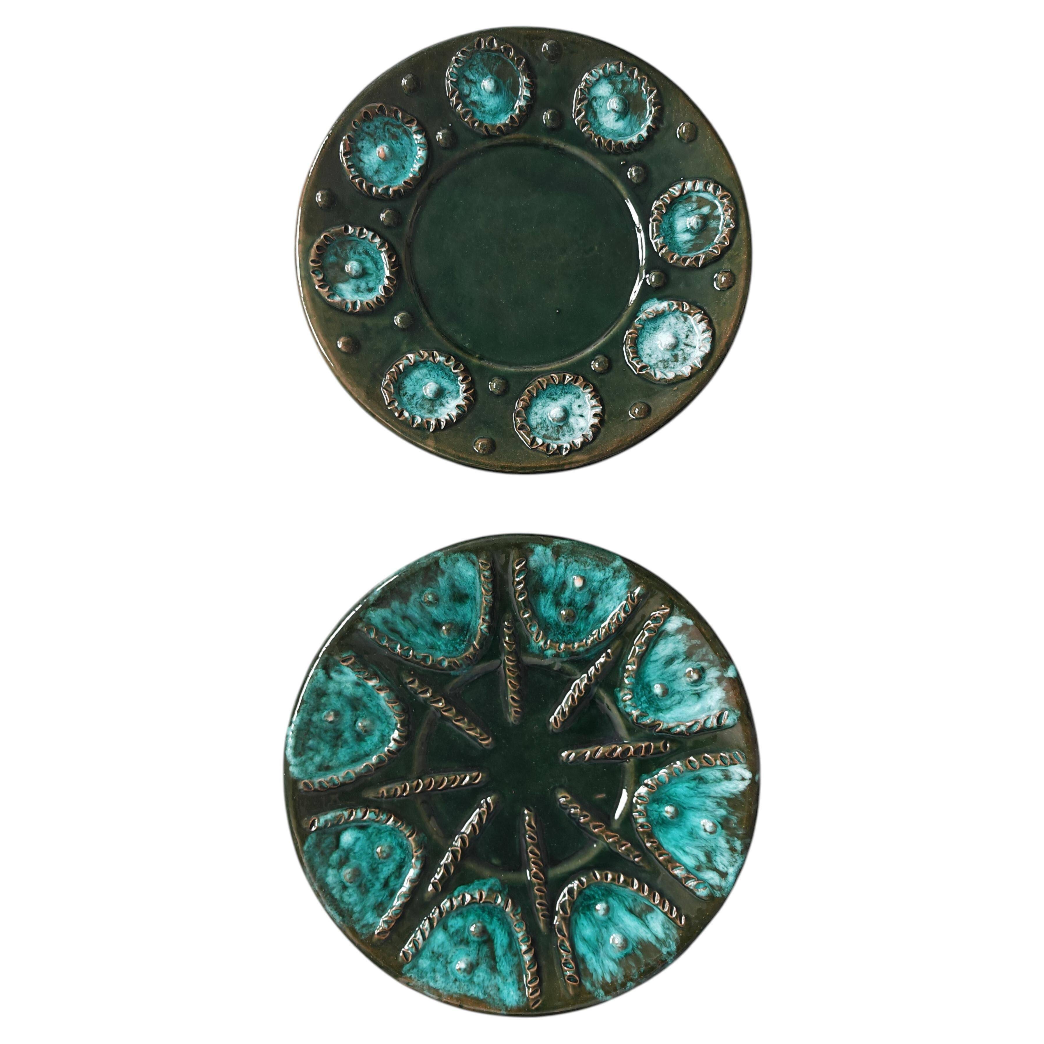 Pair of Mid Century Modern oyster plates 1970s