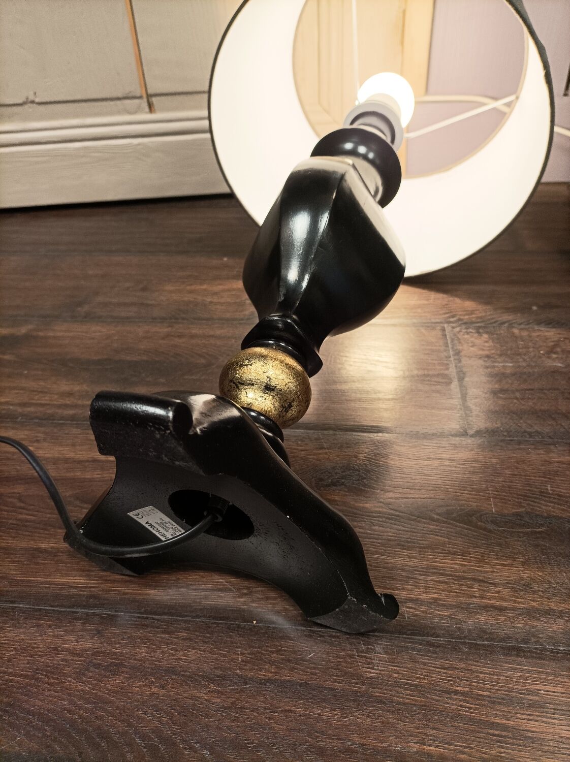 Lacquered wood lamp style Napoleon III