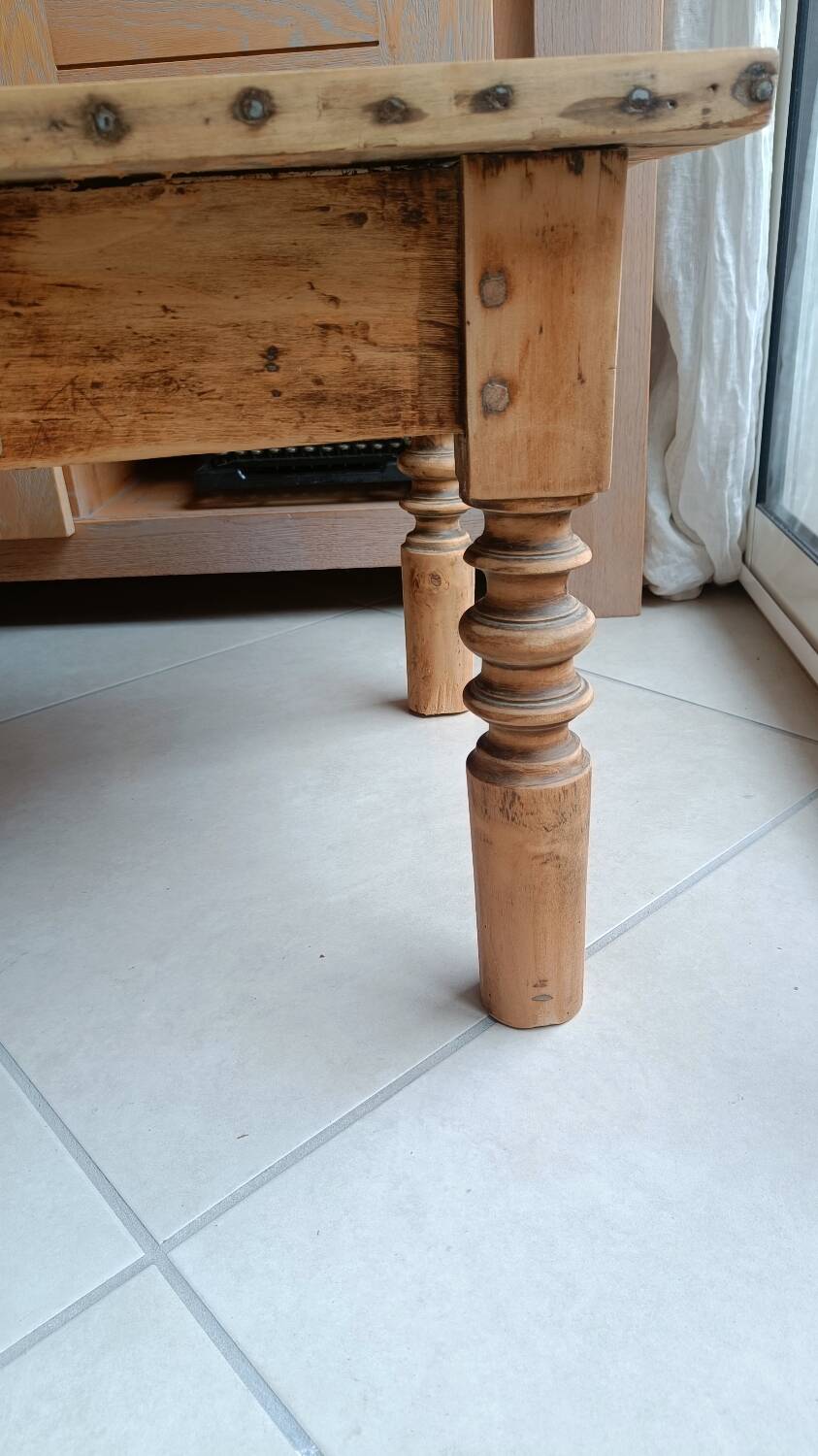 Raw wood coffee table in a country style