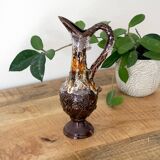 Vintage Vallauris Lava Pitcher Vase, 1950s French Ceramics, Studio Pottery