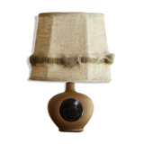 Small 1960s lamp in stoneware with a dark brown enamelled medallion.