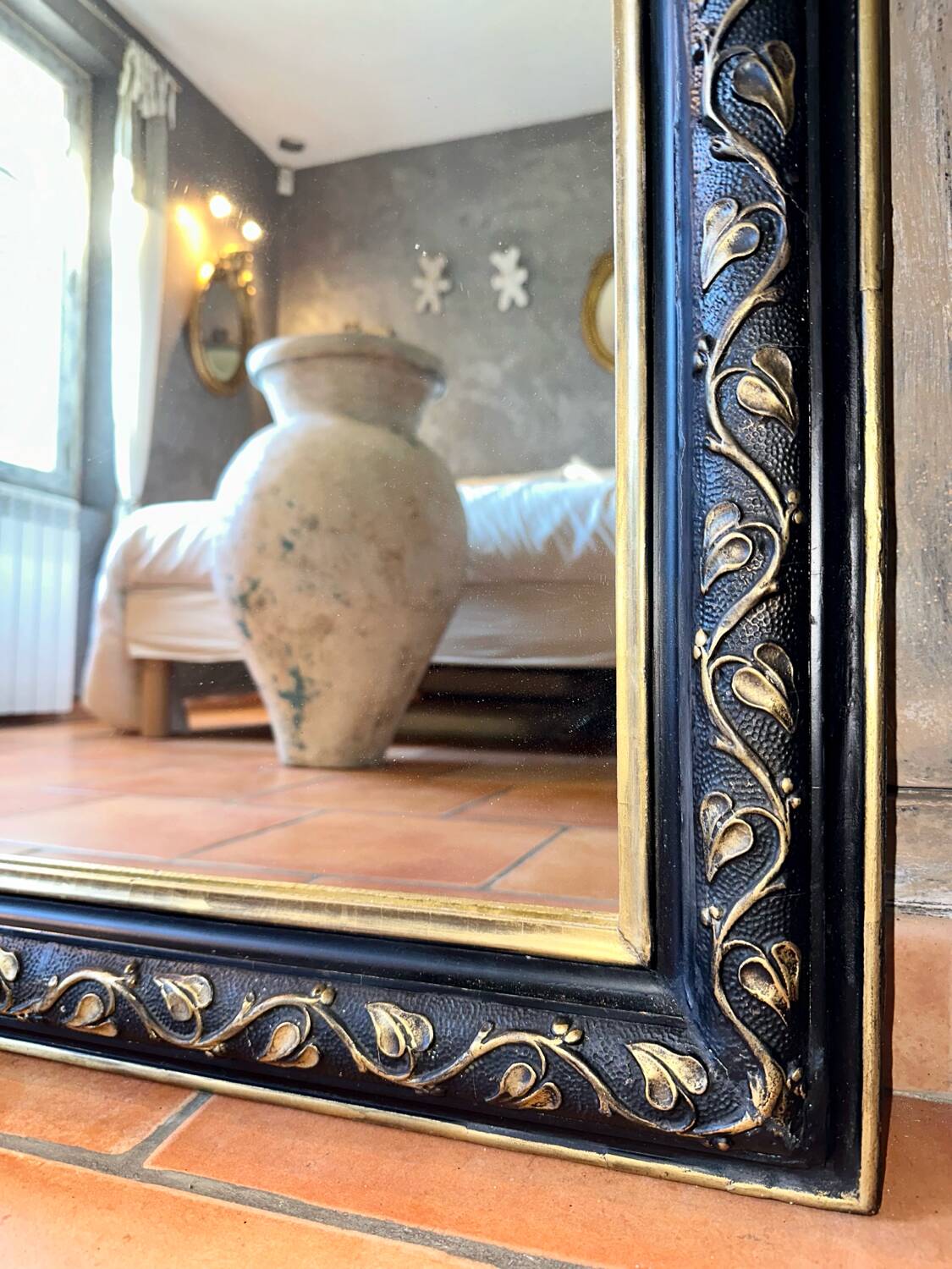 Antique Napoleon III pediment mirror