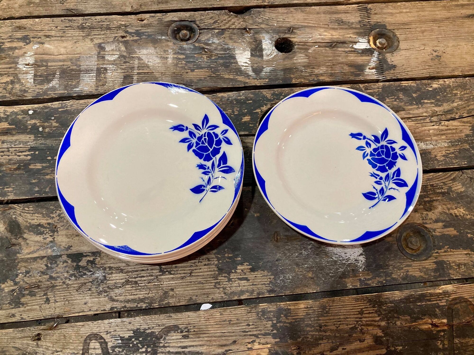 Lot of 11 plates Digoin Sarreguemines model Corsica blue
