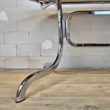 Vintage Gastone Rinaldi chrome & smoked glass dining table + chairs
