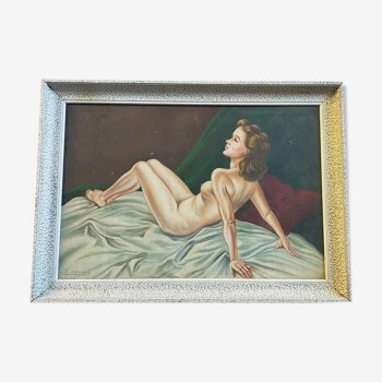 Oil on canvas painting Female nude signed R Berquand