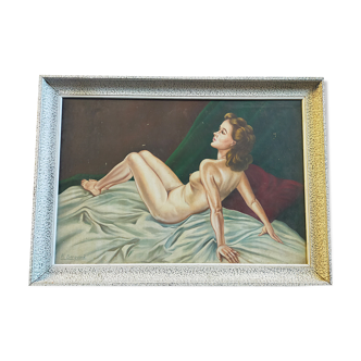 Oil on canvas painting Female nude signed R Berquand