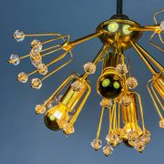 Emil Stejnar Sputnik chandelier for Rupert Nikoll, brass & crystal, Vienna, 1950s