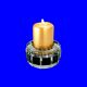 Art Deco candlestick, illegible signature – dodecagonal shape in glass