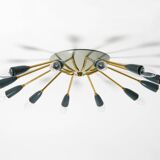 Very nice large 12-armed Mid Century Modern Brass Sputnik ceiling lamp