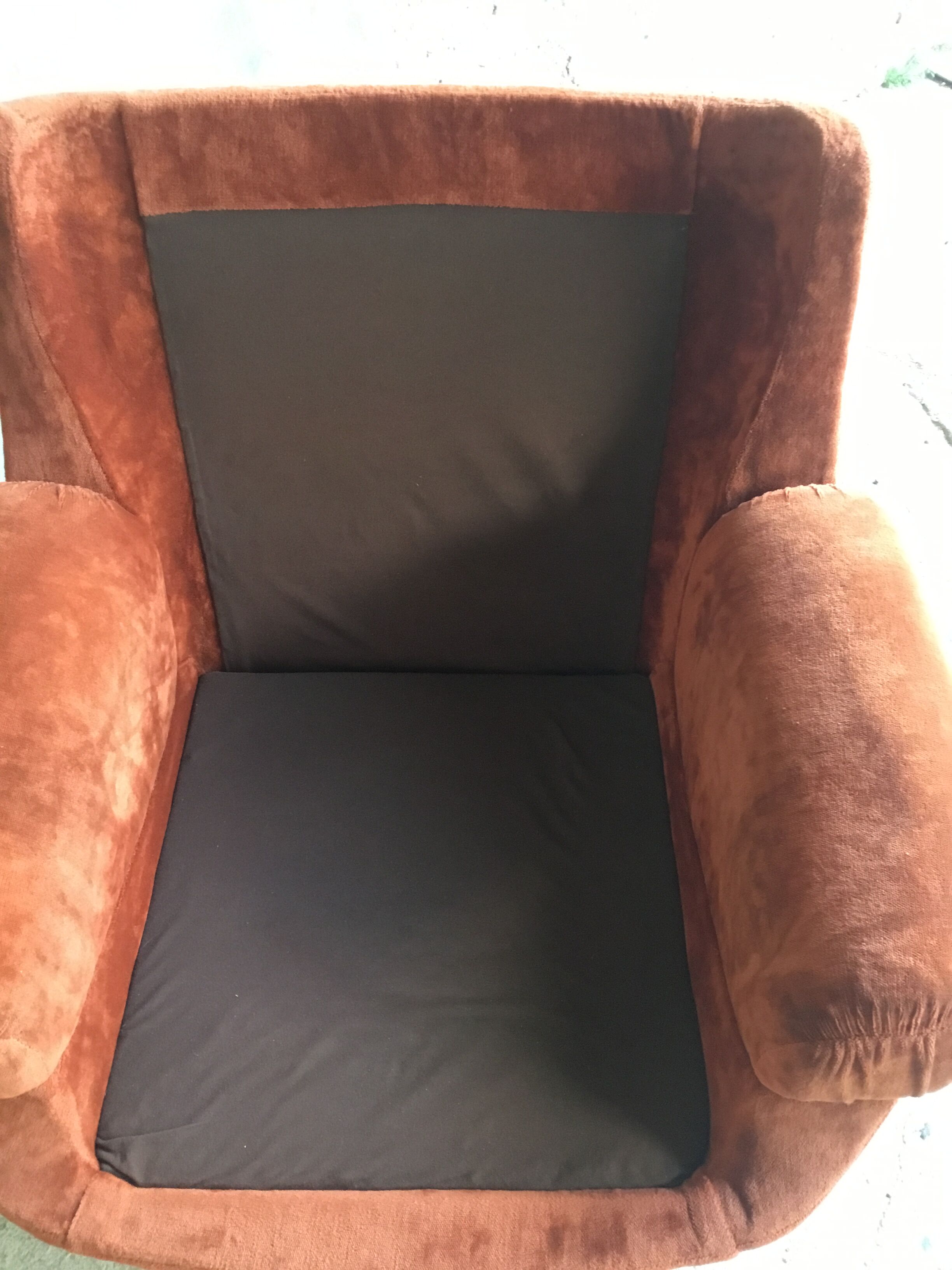 Space-age armchair shell smooth velvet brown - vintage 1970