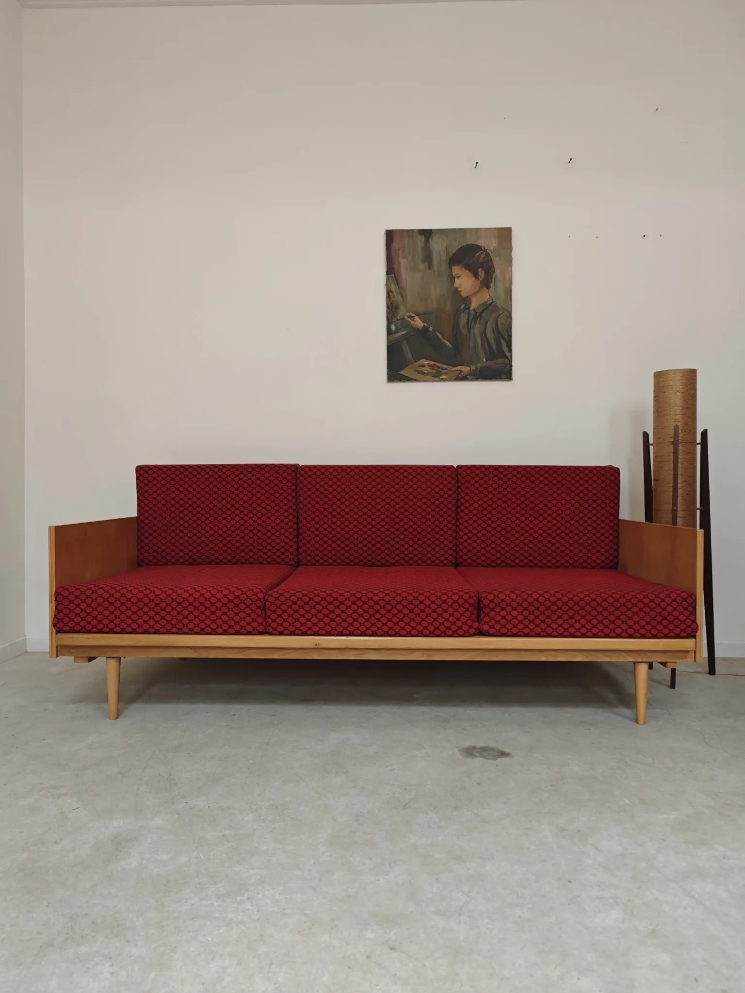 Folding bench Daybed sofa red and black fabric Libena Ex Teh