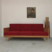 Folding bench Daybed sofa red and black fabric Libena Ex Teh