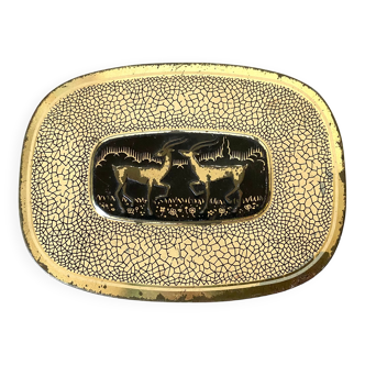 Antique metal box art deco antelopes