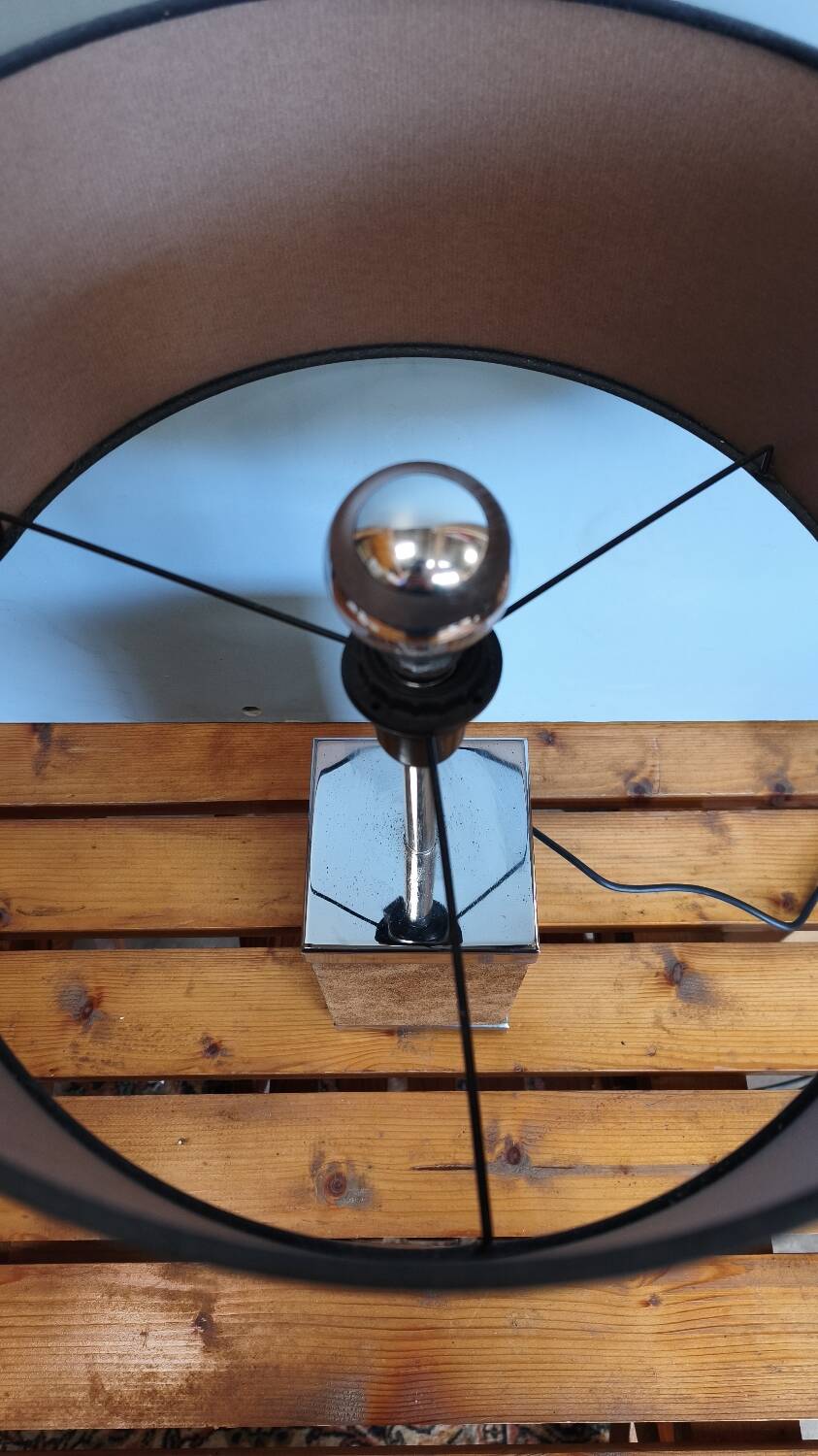 Vintage table lamp in nubuck and leather – 70s/80s design