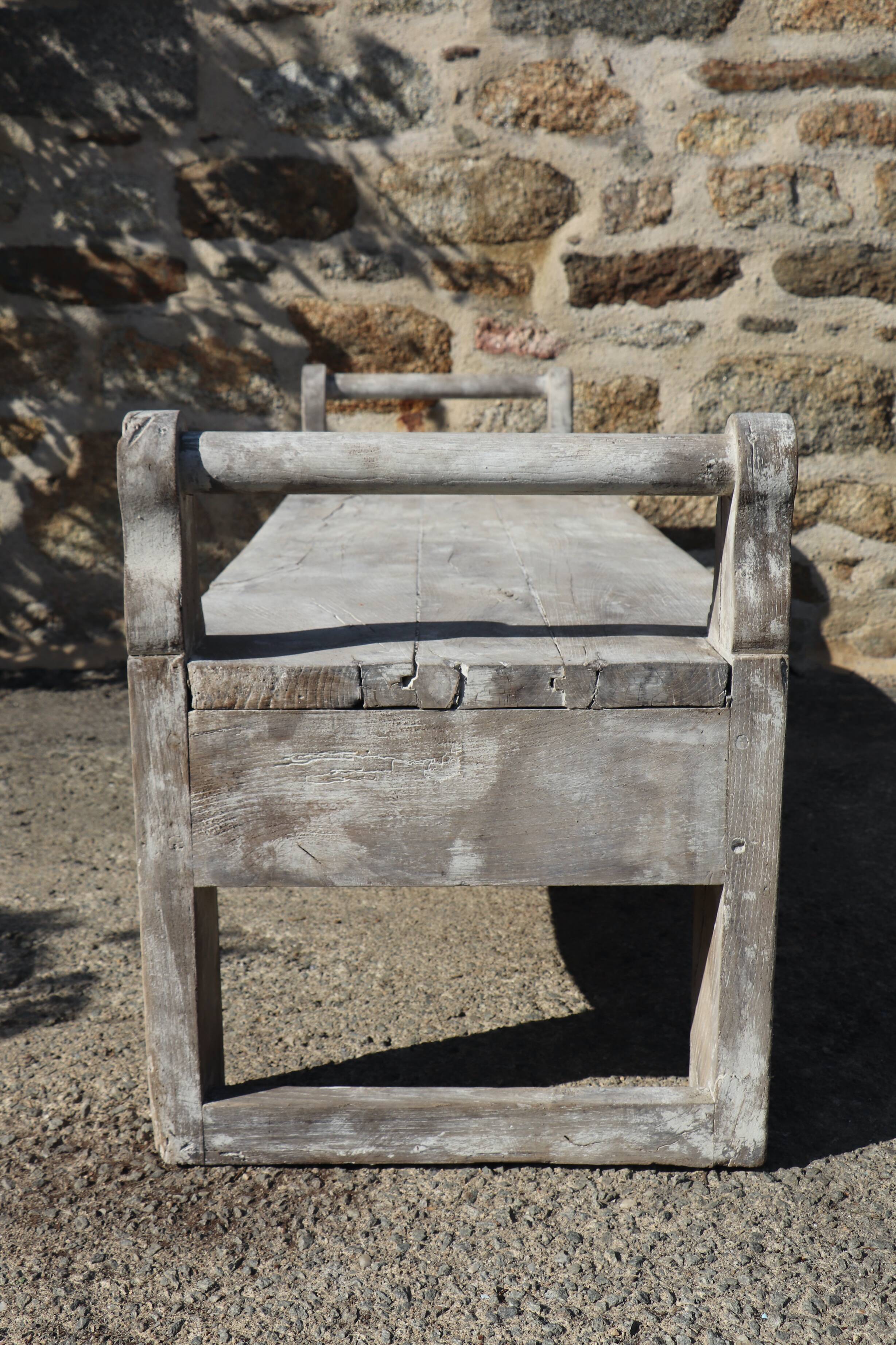 Large bench 19th solid wood patina