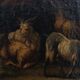 Oil on canvas 18th century scene of animals and shepherd gilded frame