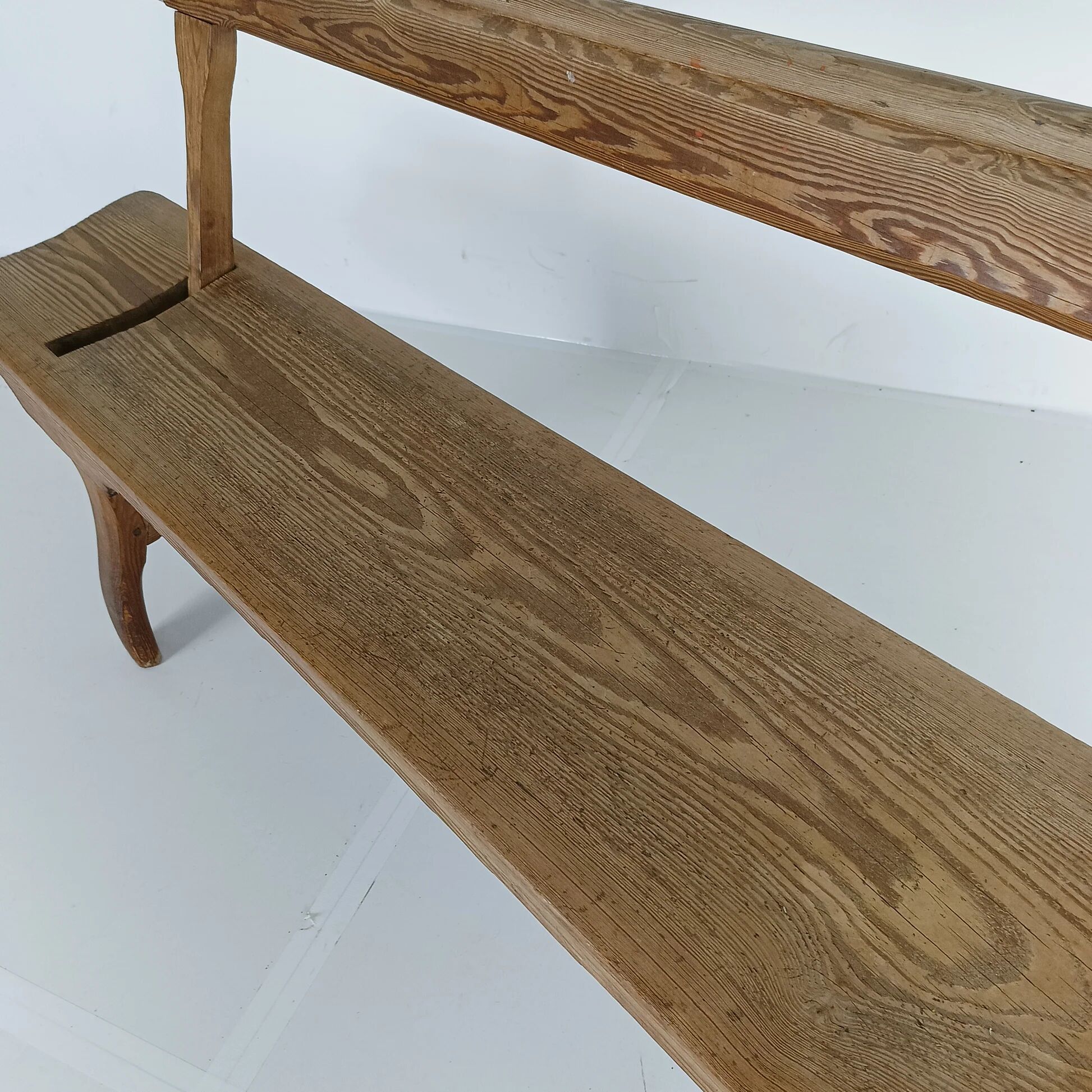 Victorian pitch pine short railway antique bench