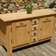 Old low sideboard / side unit / industrial furniture in solid ash