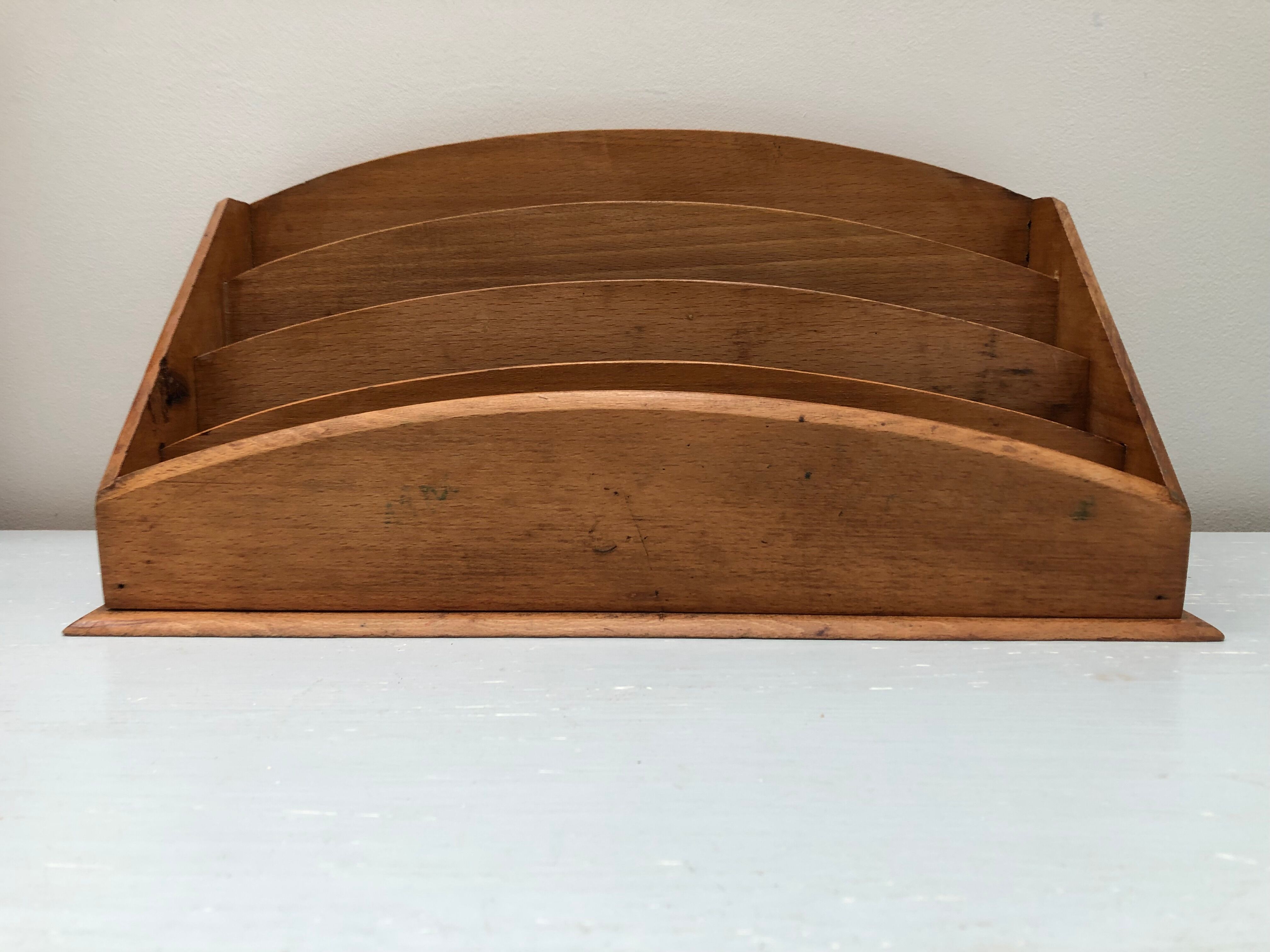 Old office sorter mail rack vintage wooden letter holder