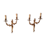 Pair of wall light 19th century Louis XV style ormolu 2 branches